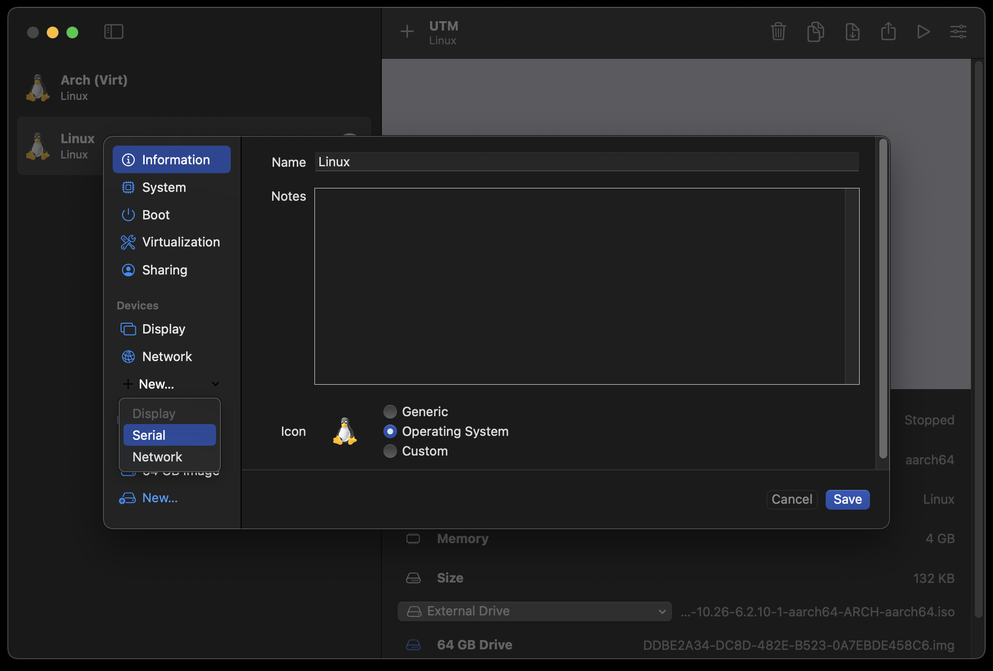 adding Serial device to VM