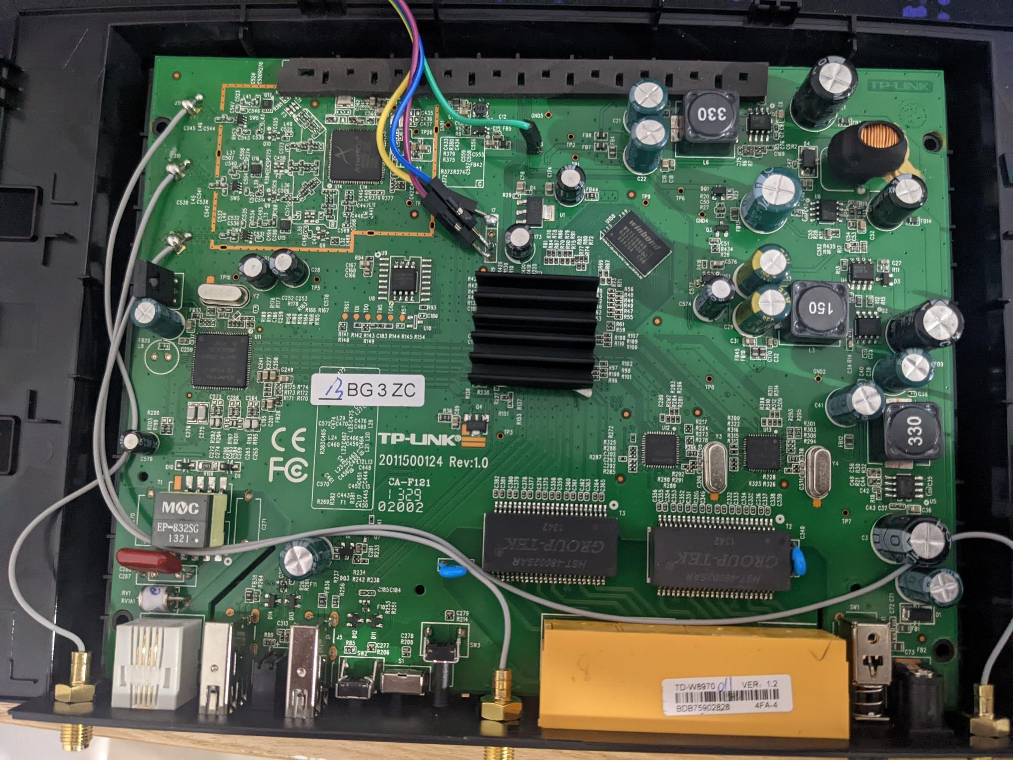 serial wires soldered onto router